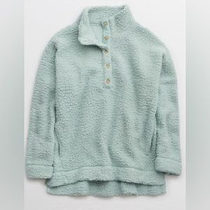 Aerie cloud Sherpa oversized button pullover